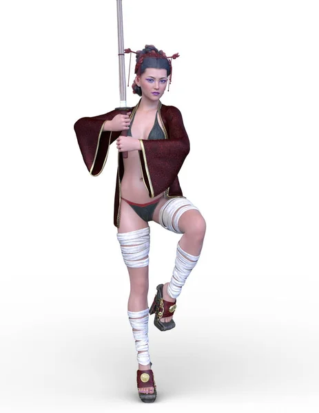 3D CG rendering of ninja woman