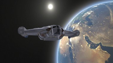 uzay gemisi 3D cg render. Bu görüntü bir şekilde döşenmiş tarafından Nasa unsurları.