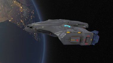 uzay gemisi 3D cg render. Bu görüntü bir şekilde döşenmiş tarafından Nasa unsurları.
