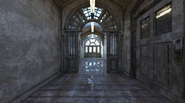 Terk edilmiş binanın 3d Cg render