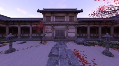 Japon tarzı malikanenin 3D görüntüsü