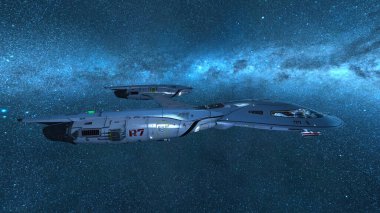 Uzay gemisinin 3 boyutlu görüntüsü. Bu görüntünün elementleri NASA tarafından döşenmiştir.