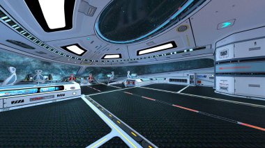 Uzay gemisinin içinde 3B görüntüleme