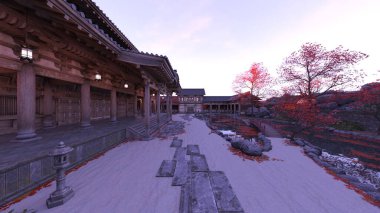 Japon tarzı malikanenin 3D görüntüsü