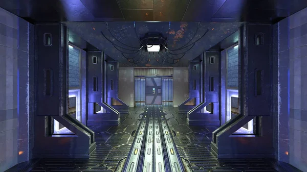 宇宙船内の3Dレンダリング — ストック写真