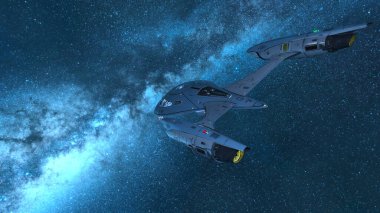 Uzay gemisinin 3 boyutlu görüntüsü. Bu görüntünün elementleri NASA tarafından döşenmiştir.