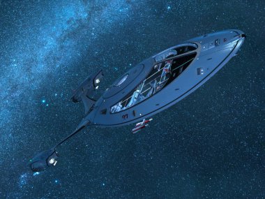 Uzay gemisinin 3 boyutlu görüntüsü. Bu görüntünün elementleri NASA tarafından döşenmiştir.