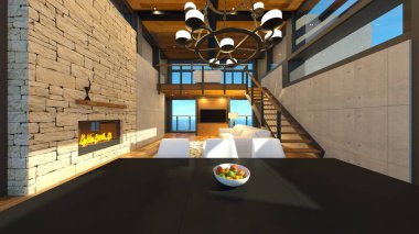 House 'un deniz kenarındaki 3D canlandırması