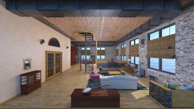 House 'un deniz kenarındaki 3D canlandırması