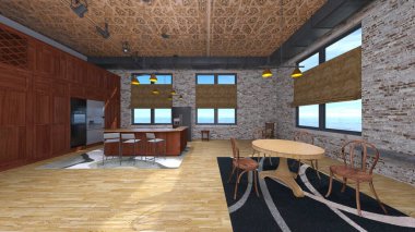 House 'un deniz kenarındaki 3D canlandırması