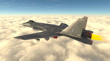 Avcı uçağının 3 boyutlu görüntülenmesi