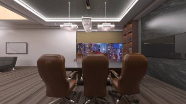 Modern yapı ofisinin 3B canlandırması