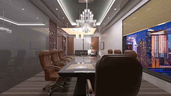 3D рендеринг офиса в современном здании