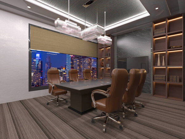 3D рендеринг офиса в современном здании