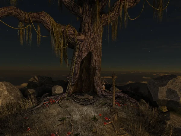 3D CG rendering of Creepy tree