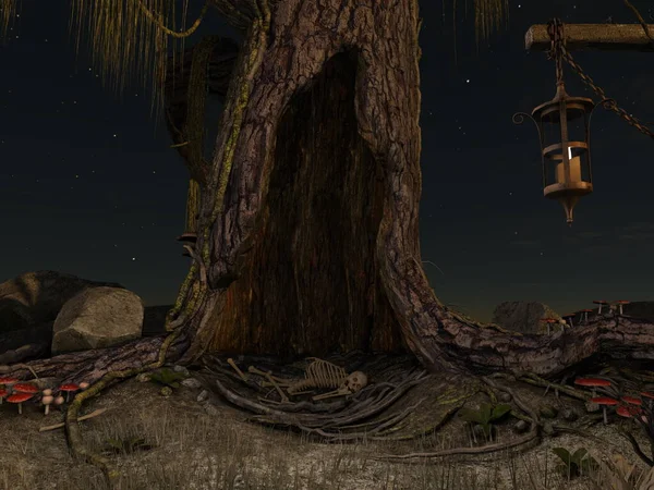 3D CG rendering of Creepy tree