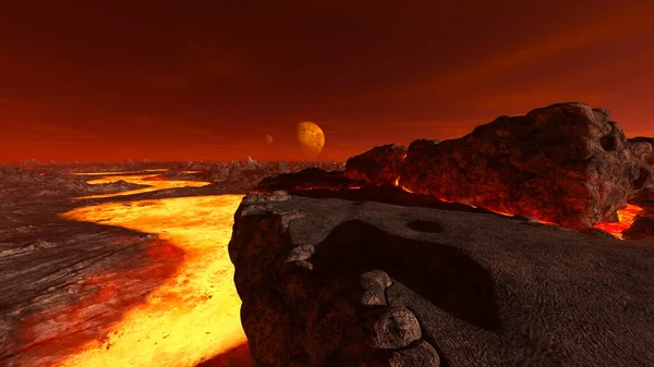 火山的3D渲染 — 图库照片