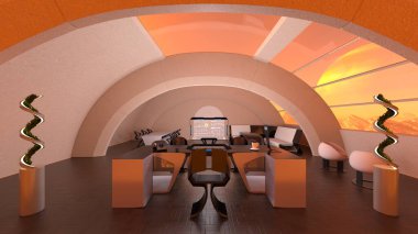 Modern yapı ofisinin 3B canlandırması