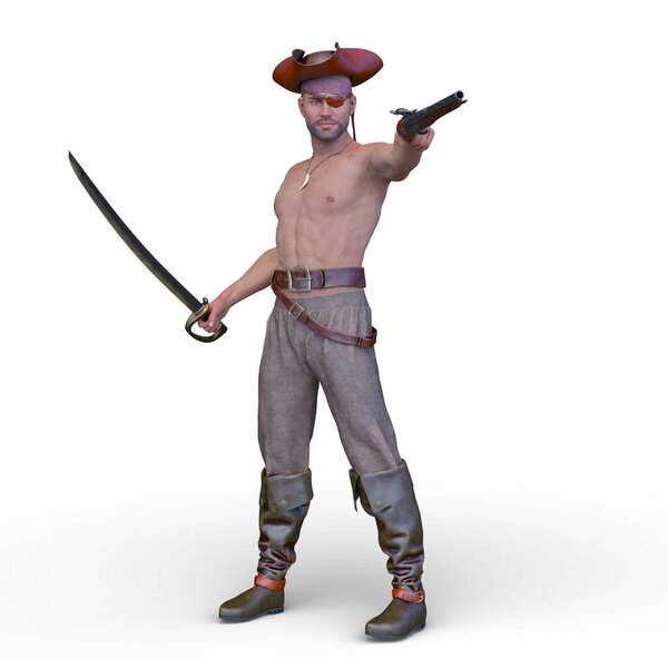 3D-рендеринг человека-пирата