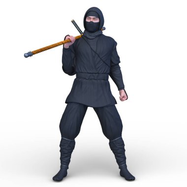 3D CG rendering of Ninja man clipart