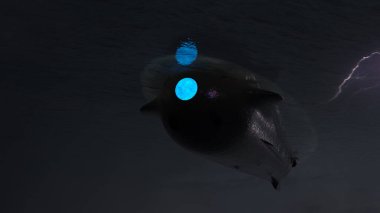 Siyah denizaltının 3D görüntüsü