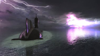 Siyah denizaltının 3D görüntüsü