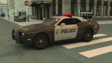 Çalışan Polis arabasının 3B görüntüsü