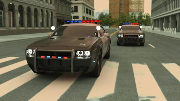 ランニング警察車の3Dレンダリング — ストック写真