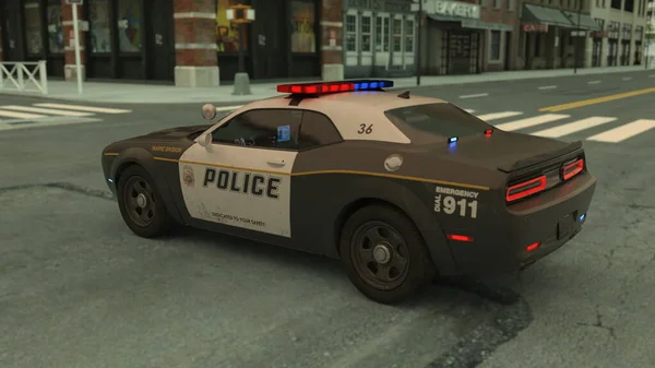 ランニング警察車の3Dレンダリング — ストック写真