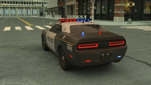 ランニング警察車の3Dレンダリング — ストック写真