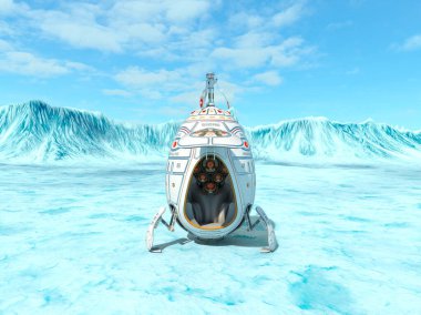 Yumurta şekilli kaçış kapsülünün 3B CG görüntülemesi