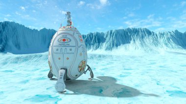 Yumurta şekilli kaçış kapsülünün 3B CG görüntülemesi