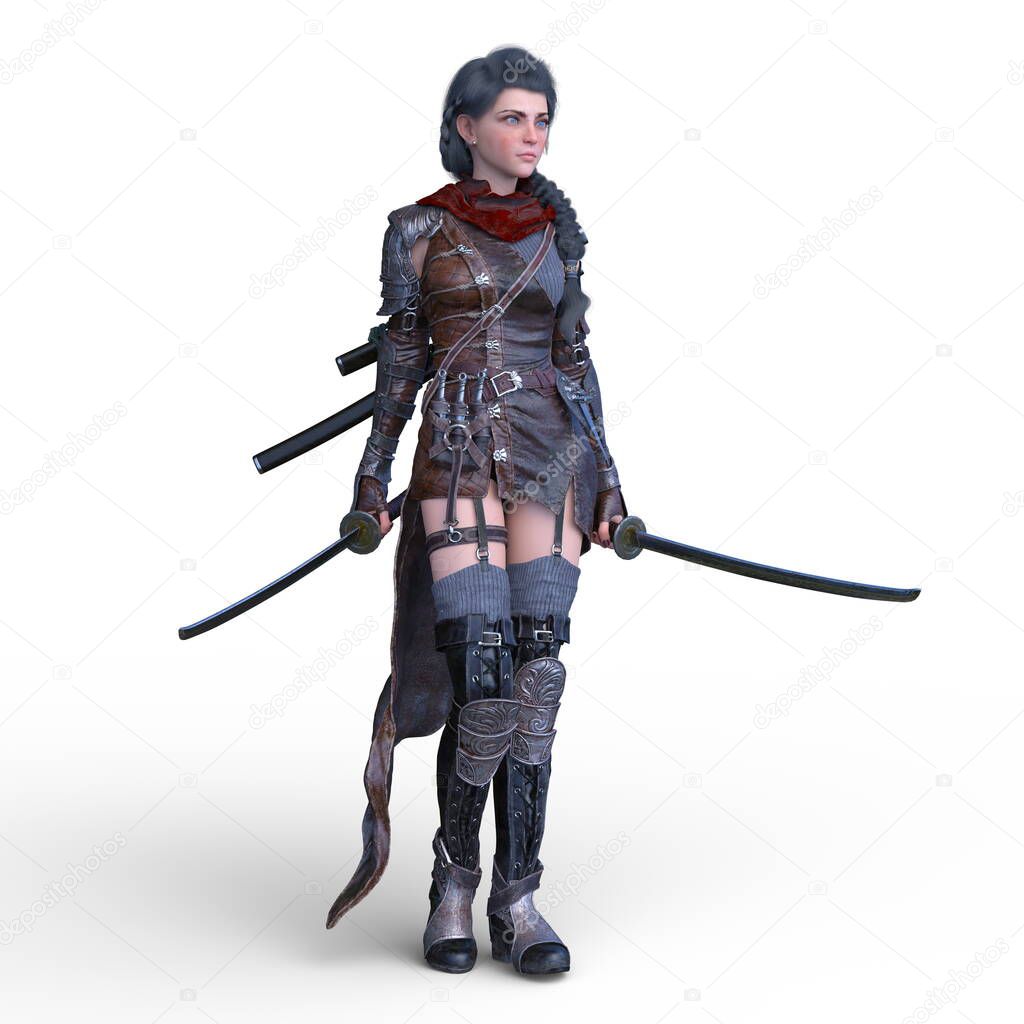 3D rendering of warrior woman