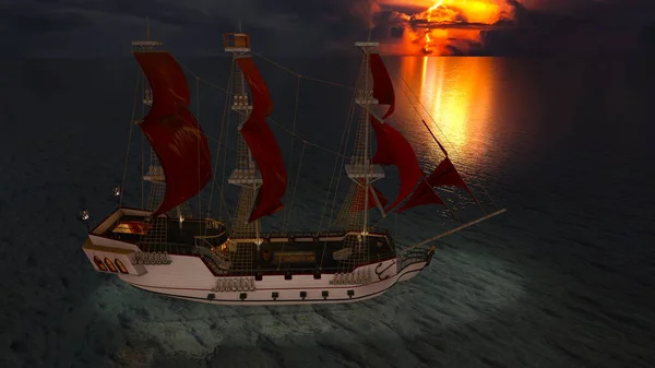 帆船の3Dレンダリング — ストック写真