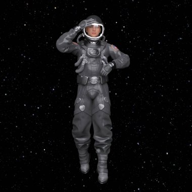Bir erkek astronotun 3 boyutlu canlandırması