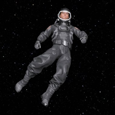 Bir erkek astronotun 3 boyutlu canlandırması