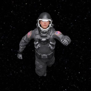 Bir erkek astronotun 3 boyutlu canlandırması