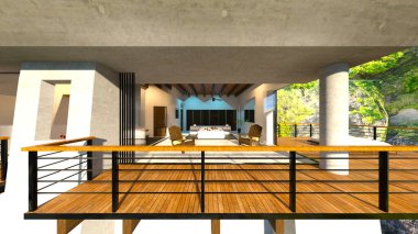 Adanın ucundaki bir evin 3D görüntüsü