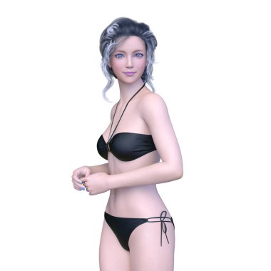 Bikinili bir kadının 3B görüntüsü