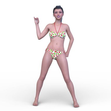 Bikinili bir kadının 3B görüntüsü