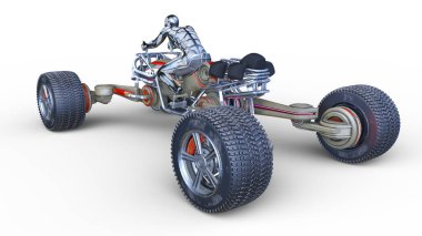 ATV kullanan bir siber adamın 3D görüntüsü