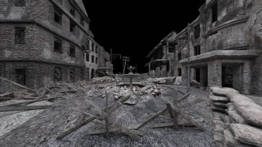 Issız şehir manzarasının 3B canlandırması