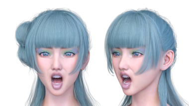 Bir kadının yüzünün 3 boyutlu görüntüsü.