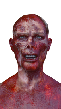 Erkek zombi yüzünün 3 boyutlu hali