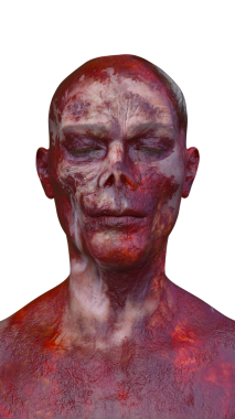 Erkek zombi yüzünün 3 boyutlu hali