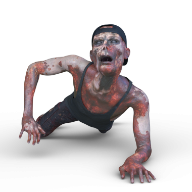 Erkek bir zombinin 3 boyutlu canlandırması