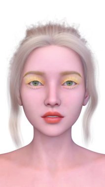 Bir kadının yüzünün 3 boyutlu görüntüsü.