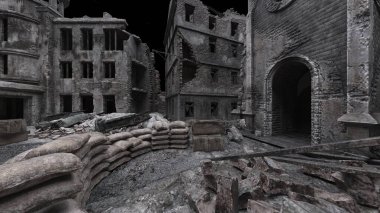 Issız şehir manzarasının 3B canlandırması