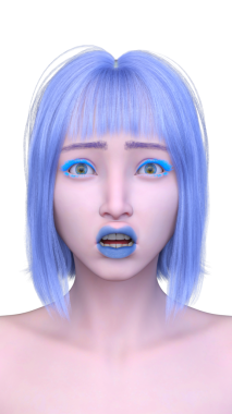 Bir kadının yüzünün 3 boyutlu görüntüsü.