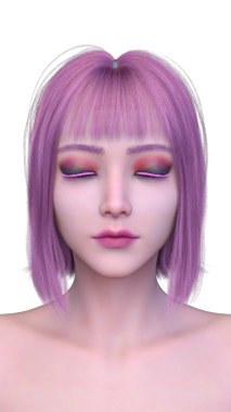 Bir kadının yüzünün 3 boyutlu görüntüsü.